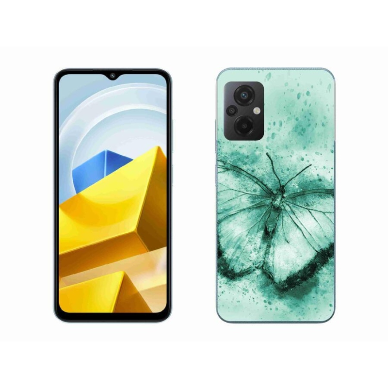 Gél tok mmCase a Xiaomi Poco M5 4G-hez - zöld pillangó