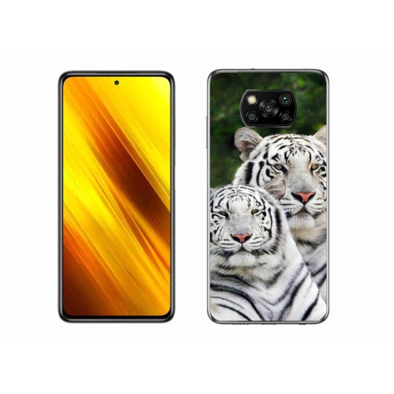 Gél tok mmCase a Xiaomi Poco X3 Pro számára - fehér tigrisek