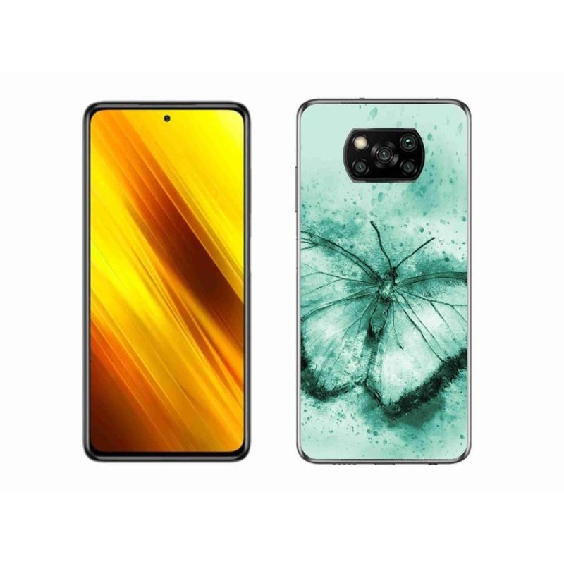 Gél tok mmCase a Xiaomi Poco X3 Pro számára - zöld pillangó