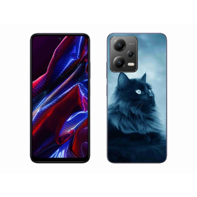 Gél tok mmCase a Xiaomi Poco X5 5G-hez - fekete macska 1
