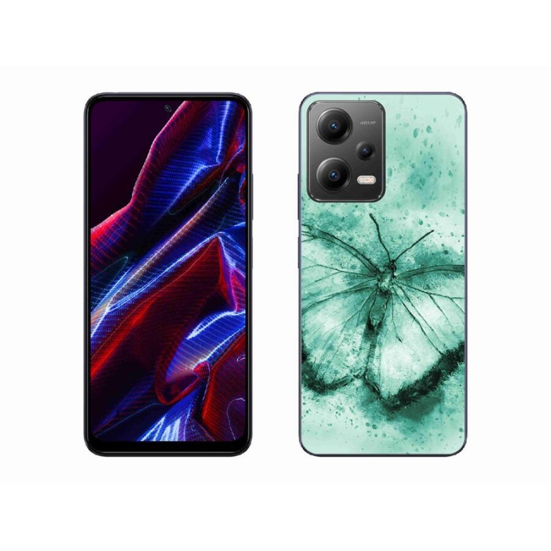 Gél tok mmCase a Xiaomi Poco X5 5G-hez - zöld pillangó