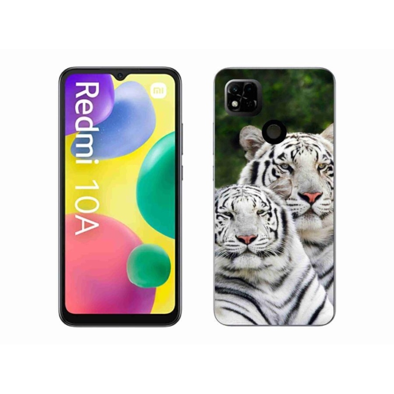 Gél tok mmCase a Xiaomi Redmi 10A számára - fehér tigrisek
