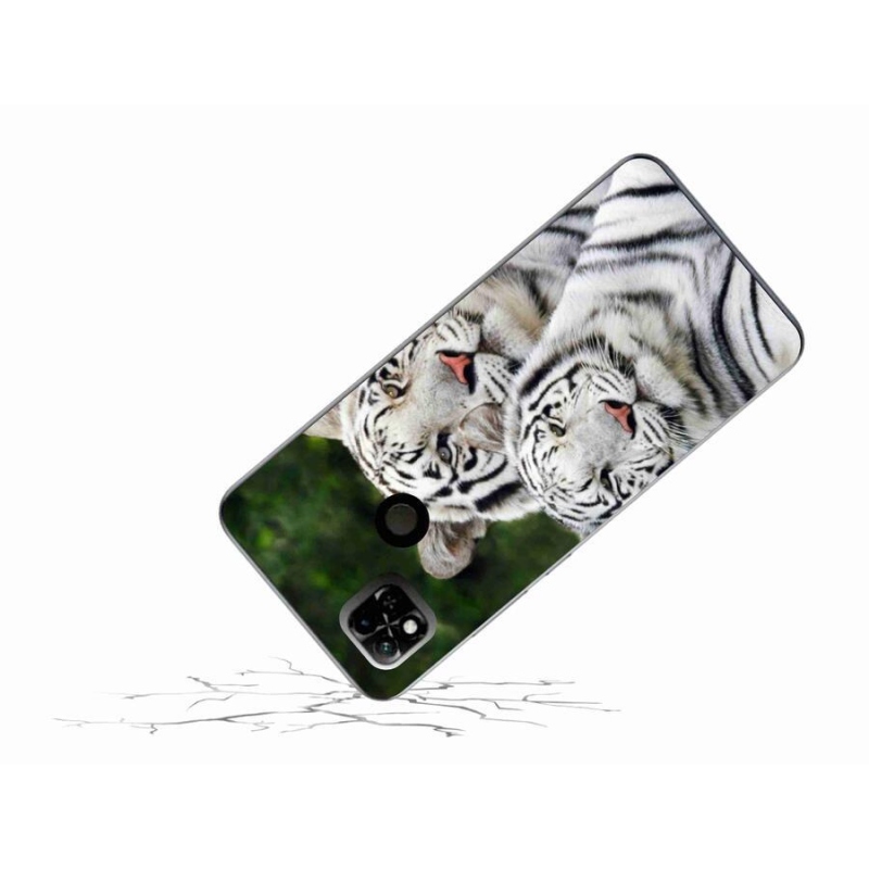 Gél tok mmCase a Xiaomi Redmi 10A számára - fehér tigrisek