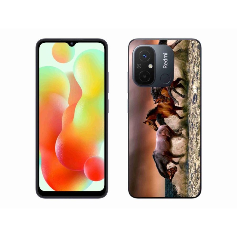 Gél tok mmCase a Xiaomi Redmi 12C számára - lovak 1