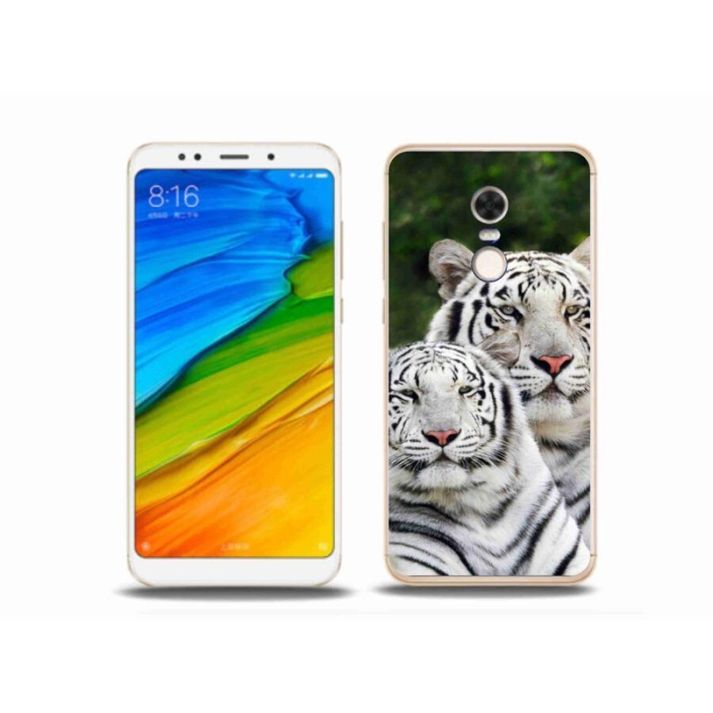 Gél tok mmCase a Xiaomi Redmi 5 Plus számára - fehér tigrisek