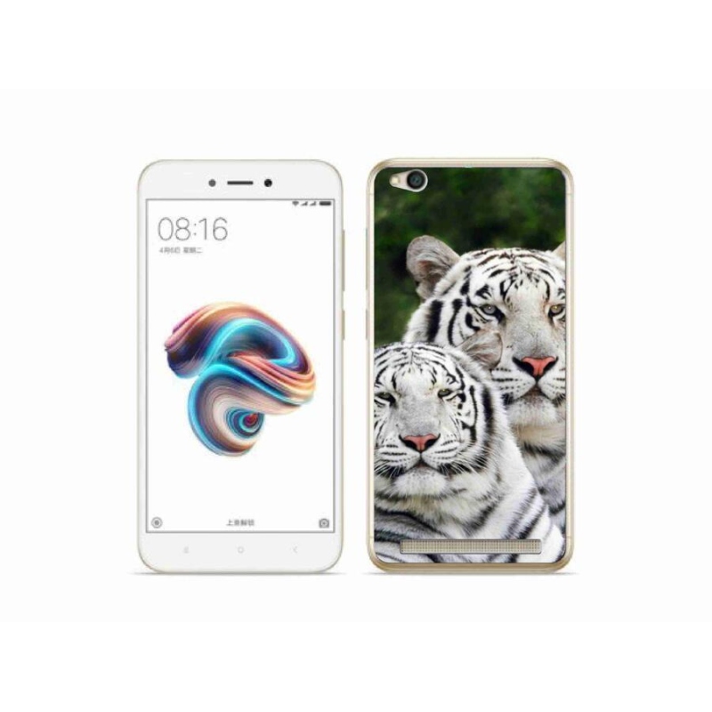 Gél tok mmCase a Xiaomi Redmi 5A számára - fehér tigrisek