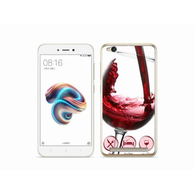 Gél tok mmCase a Xiaomi Redmi 5A számára - borospohár piros