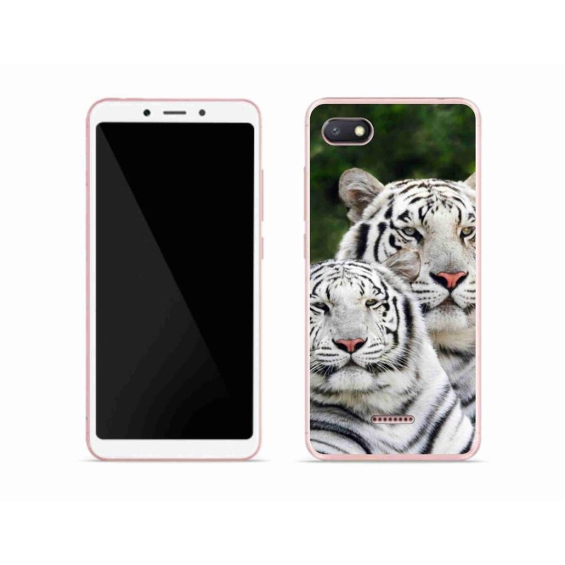 Gél tok mmCase a Xiaomi Redmi 6A számára - fehér tigrisek