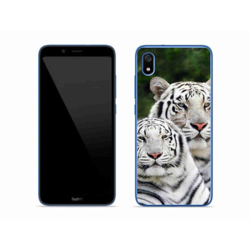 Gél tok mmCase a Xiaomi Redmi 7A számára - fehér tigrisek
