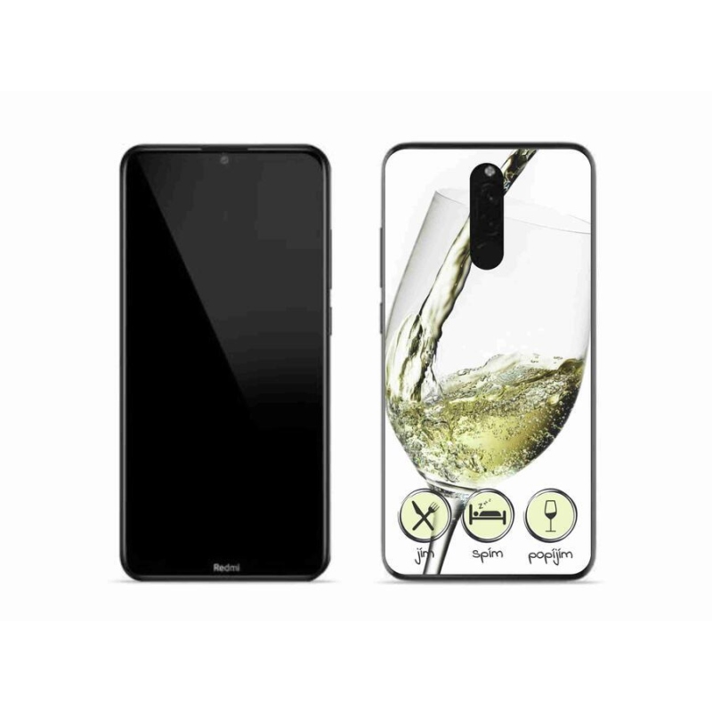 Gél tok mmCase a Xiaomi Redmi 8-hoz - borospohár fehér