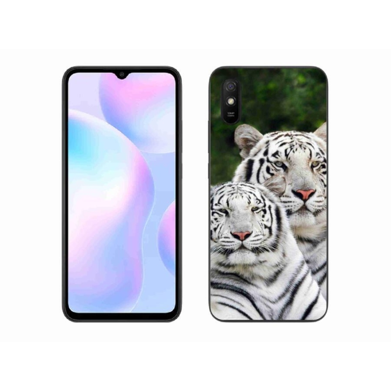 Gél tok mmCase a Xiaomi Redmi 9A számára - fehér tigrisek