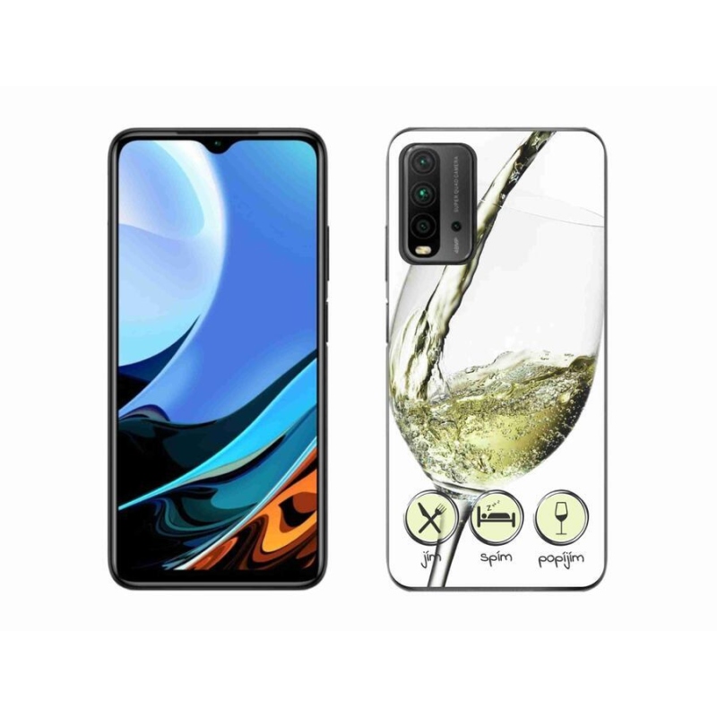 Gél tok mmCase a Xiaomi Redmi 9T-hez - borospohár fehér