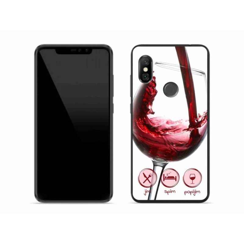 Gél tok mmCase a Xiaomi Redmi Note 6 Pro-hoz - borospohár piros