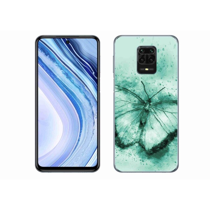 Gél tok mmCase a Xiaomi Redmi Note 9S számára - zöld pillangó