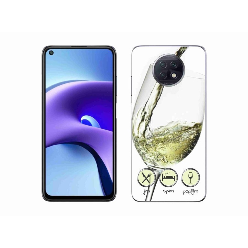 Gél tok mmCase a Xiaomi Redmi Note 9T 5G-hez - borospohár fehér
