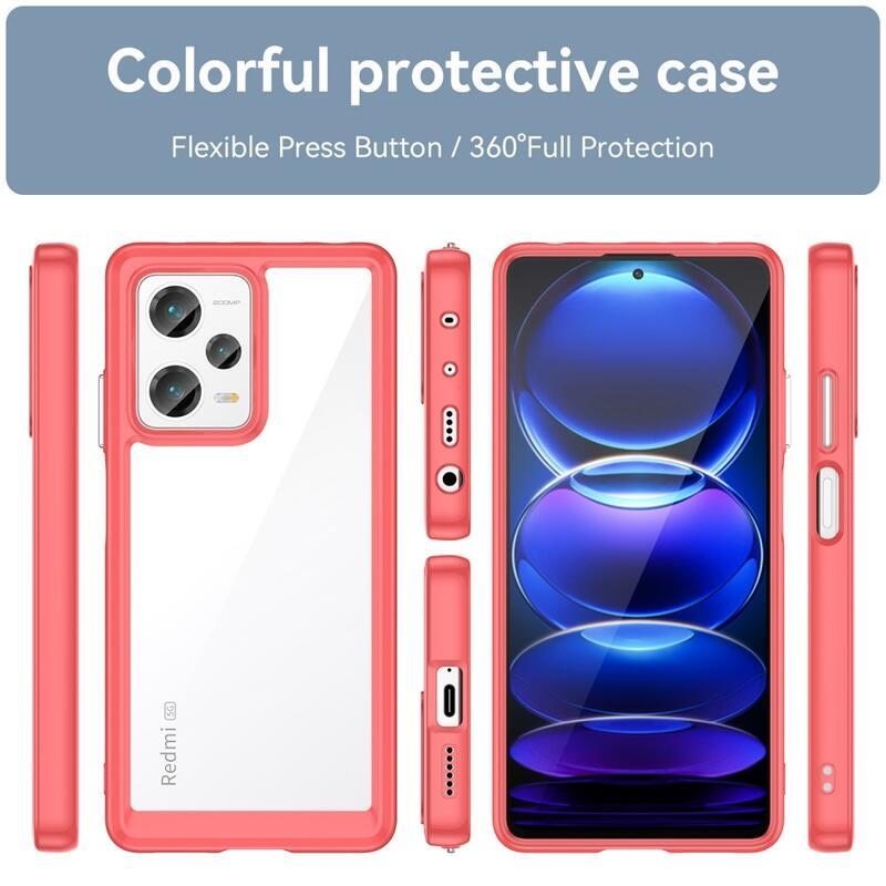 Gél tok kemény hátlappal a Xiaomi Redmi Note 12 Pro+ 5G számára - piros