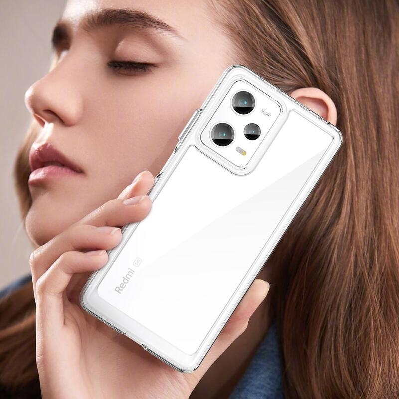 Gél tok kemény hátlappal a Xiaomi Redmi Note 12 Pro 5G/Poco X5 Pro 5G számára - átlátszó