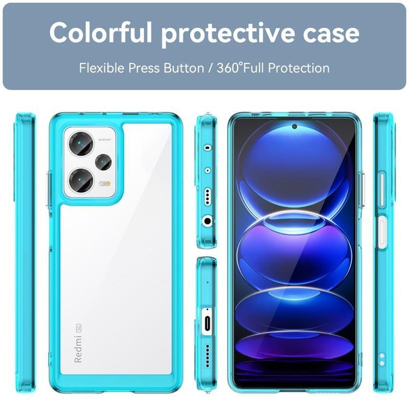 Gél tok kemény hátlappal a Xiaomi Redmi Note 12 Pro+ 5G számára - világoskék színben