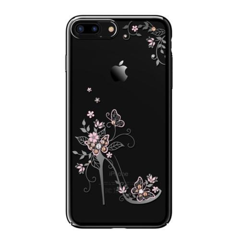 Drágakövekkel díszített műanyag tok iPhone 8 Plus és 7 Plus készülékhez - pillangós papucs