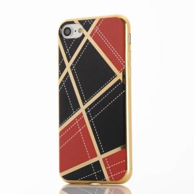 Geometrikus tok arany díszítéssel iPhone 7 és iPhone 8 készülékhez - piros színű