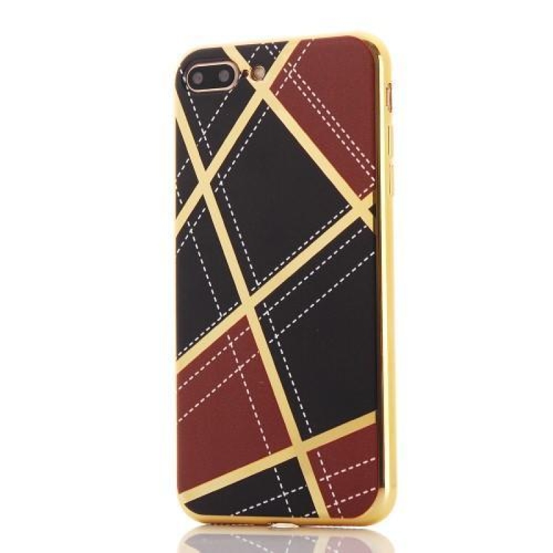 GeometricStyle tok arany szegélyekkel iPhone 7 Plus és iPhone 8 Plus készülékhez - sötétbarna színben