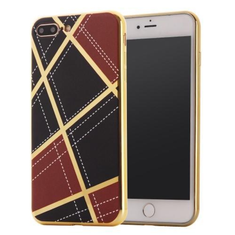 GeometricStyle tok arany szegélyekkel iPhone 7 Plus és iPhone 8 Plus készülékhez - sötétbarna színben