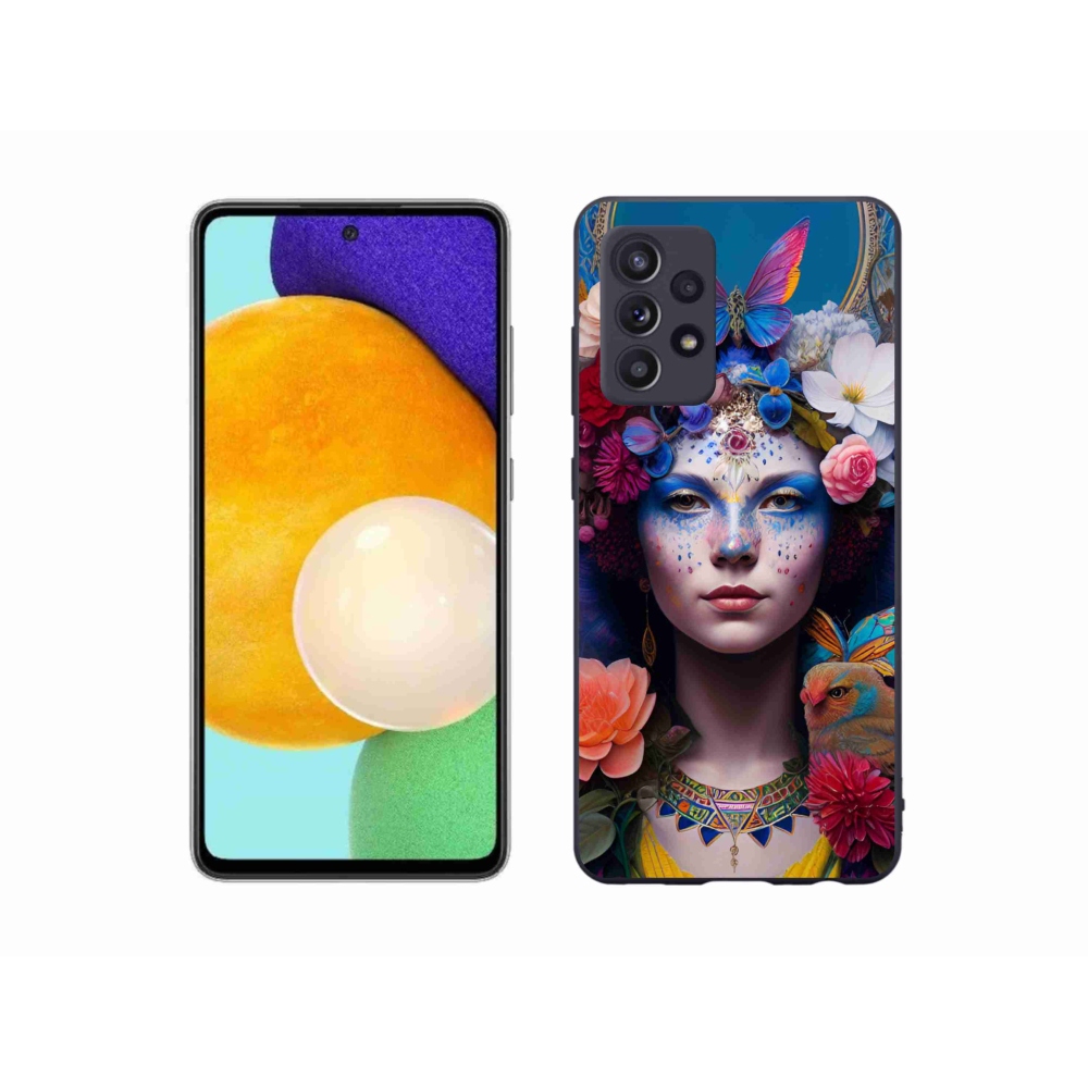 Gél borítás mmCase Samsung Galaxy A52s 5G - nő virágokkal