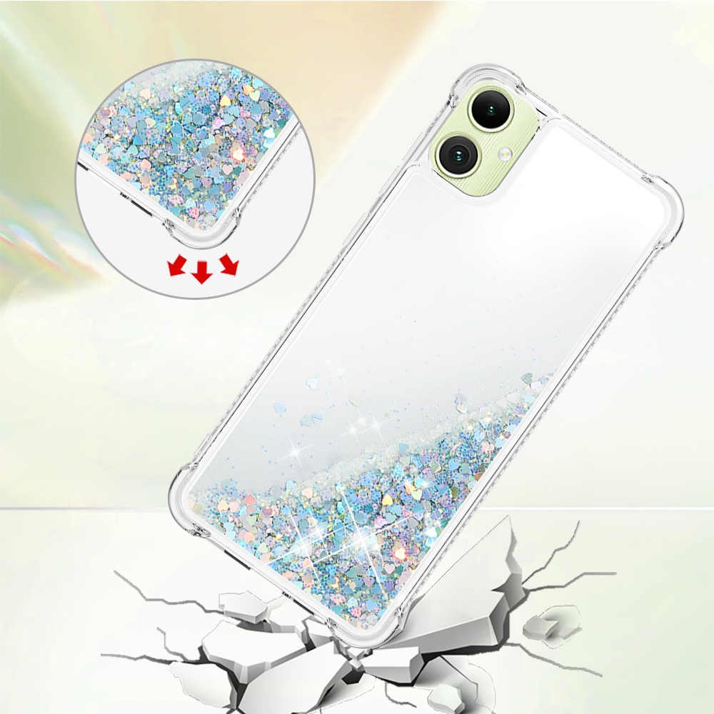 Csillogó homokóra zselés tok Samsung Galaxy A07 4G - ezüst/szív