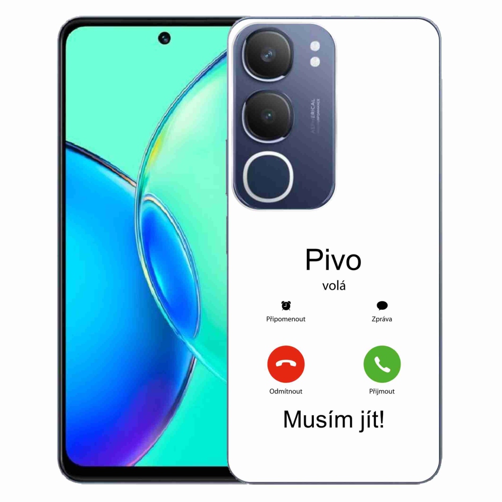 Gél borító mmCase a Vivo Y19s készülékre - sör hívja a fehér hátteret