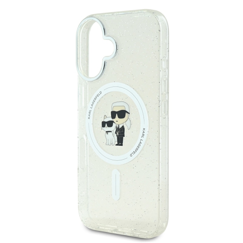 Karl Lagerfeld IML Glitter Karl és Choupette MagSafe MagSafe hátlap iPhone 16-hoz Átlátszó