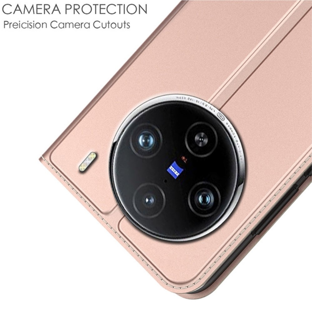 DUX könyvtáska Vivo X100 Pro 5G-hez - rózsaszín arany