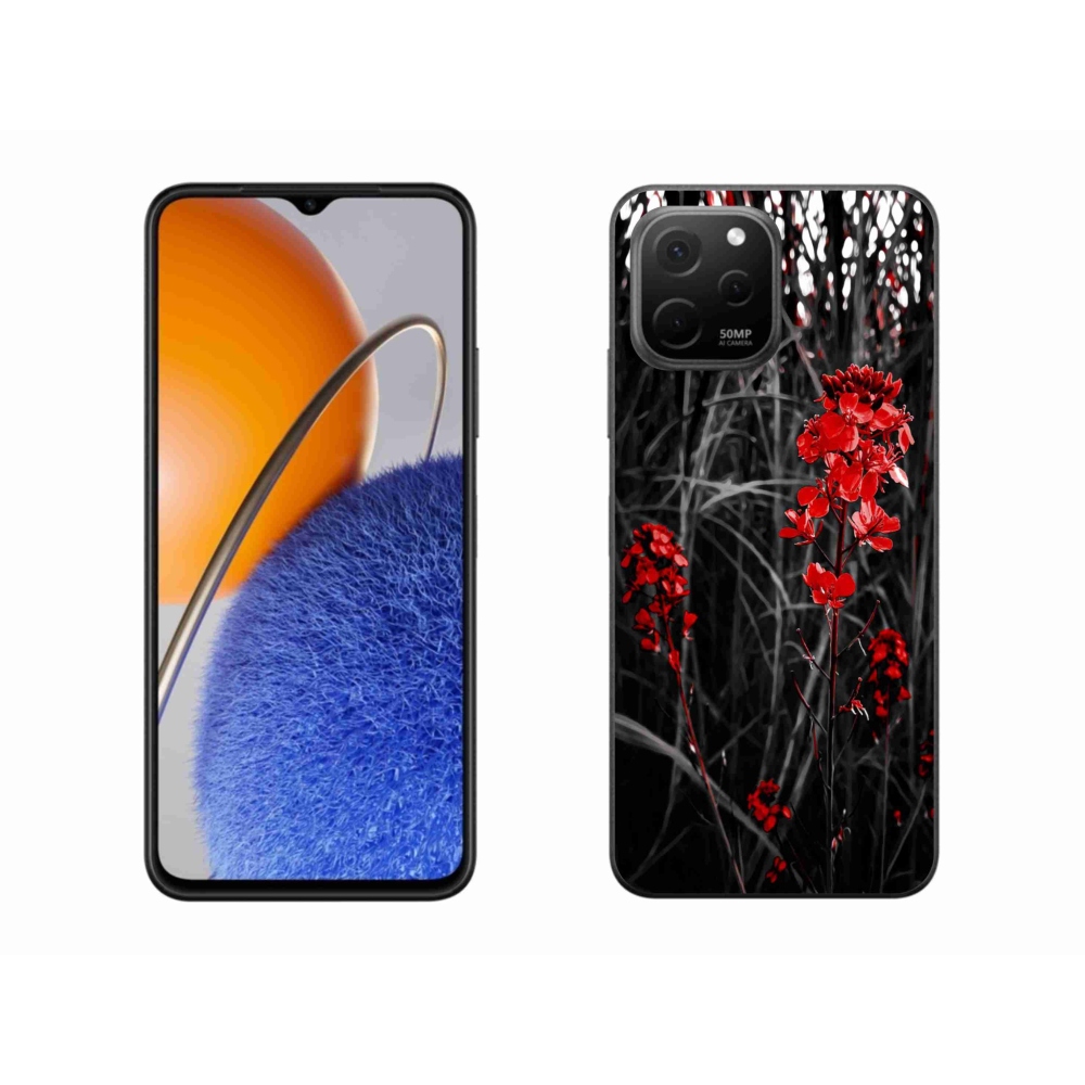 Gél borítás mmCase a Huawei Nova Y61 készülékhez - piros növény