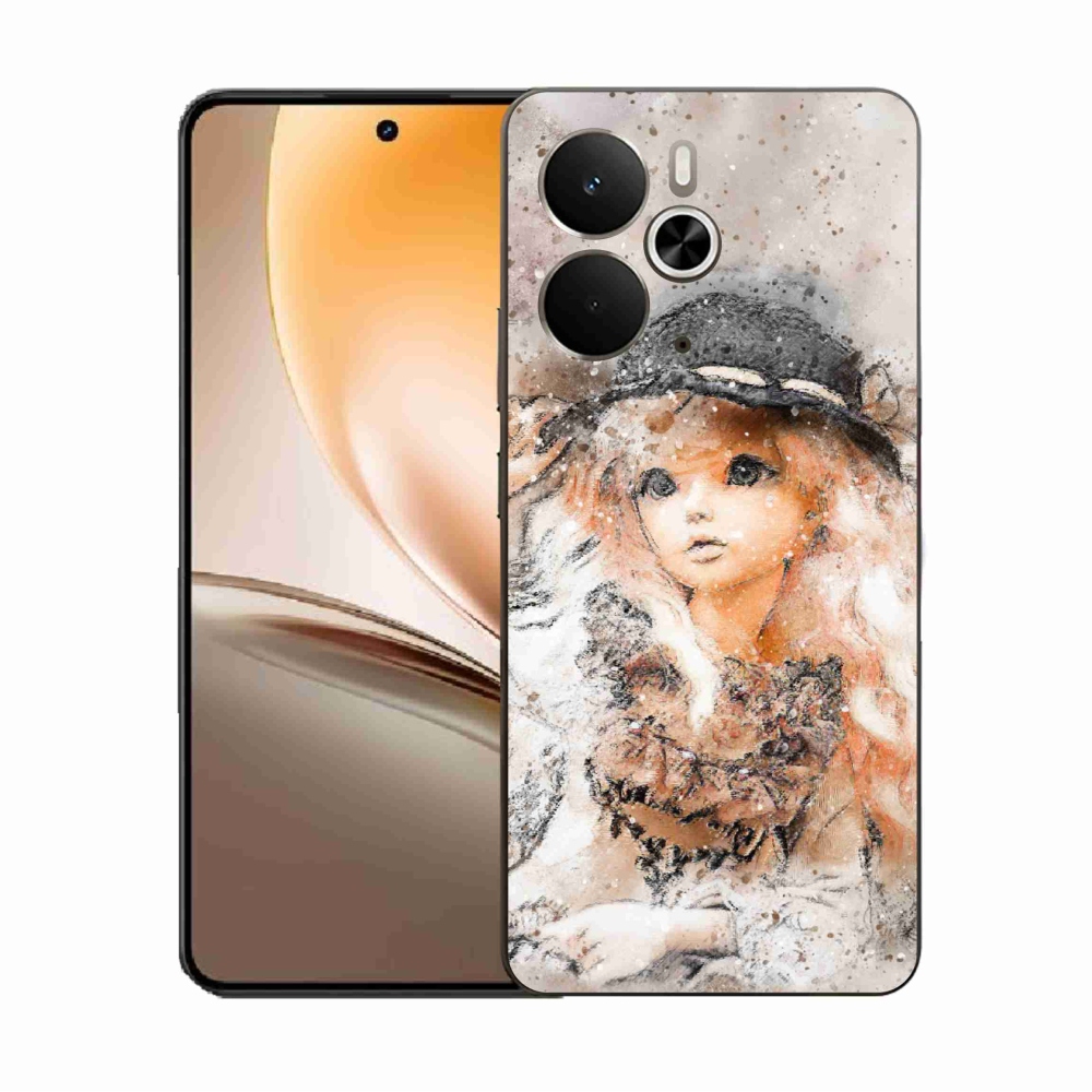 Gél borító mmCase a Realme 14 5G készülékhez - lány kalapban