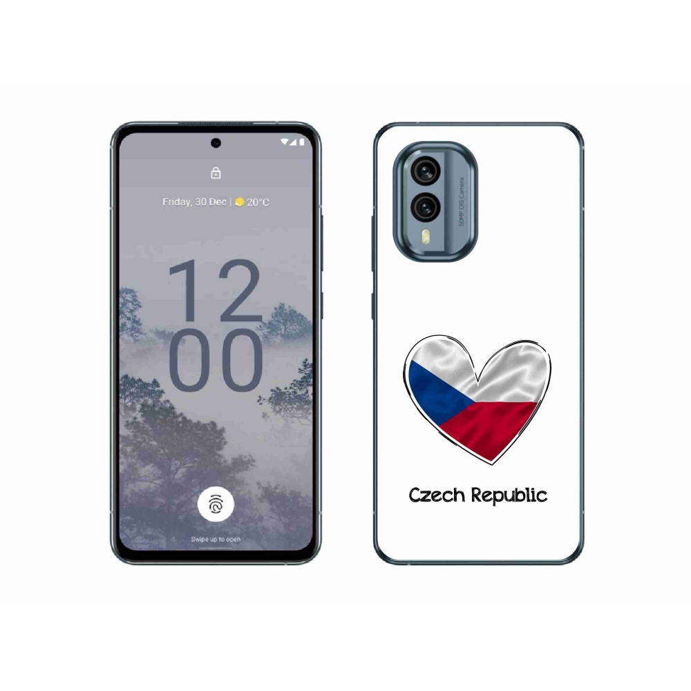 Zselés borító mmCase a Nokia X30 5G készülékhez - szív zászló fehér háttérrel