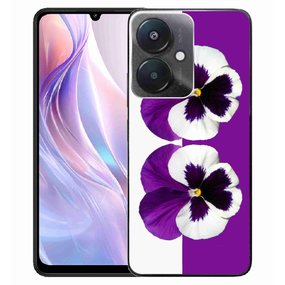 Gél borítás mmCase a Xiaomi Redmi 13C 5G-hez - lila és fehér virág