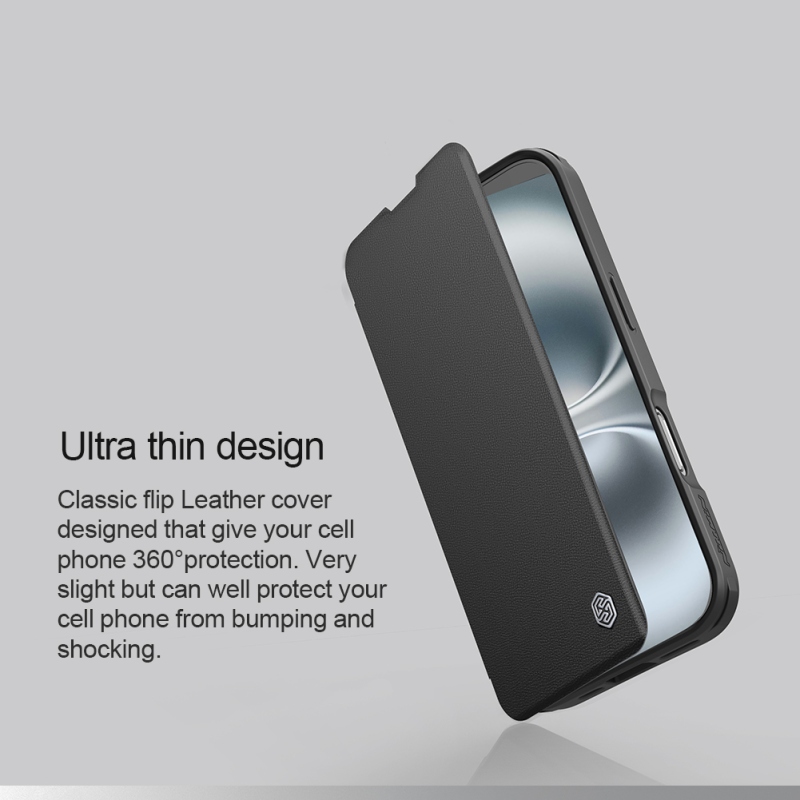 Nillkin Qin Book Prop Case tok Apple iPhone 16 Classic fekete