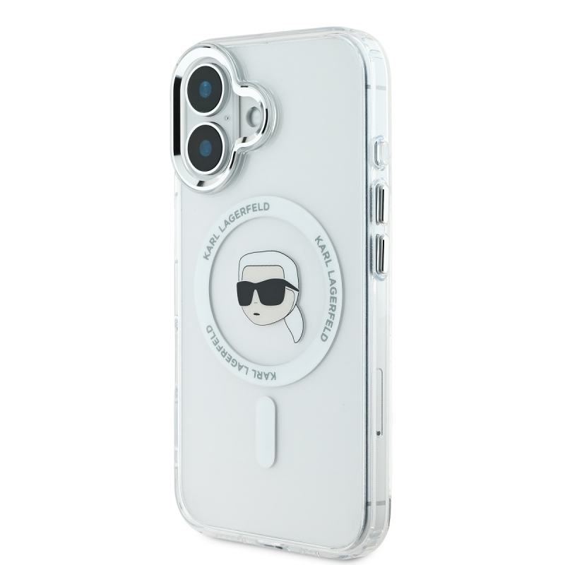 Karl Lagerfeld IML Karl Head fémkeret MagSafe hátlapi borító iPhone 16-hoz Átlátszó