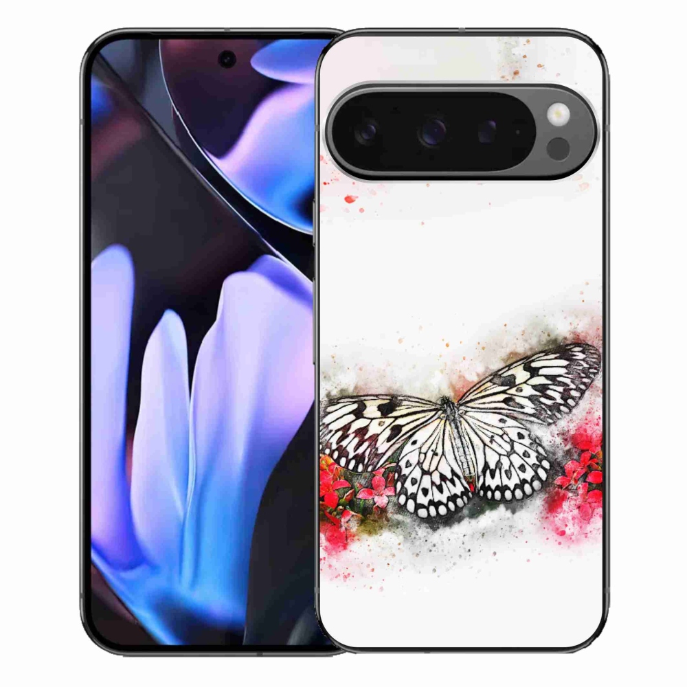 Zselés borítás mmCase a Google Pixel 9 Pro XL-hez - fekete-fehér pillangó
