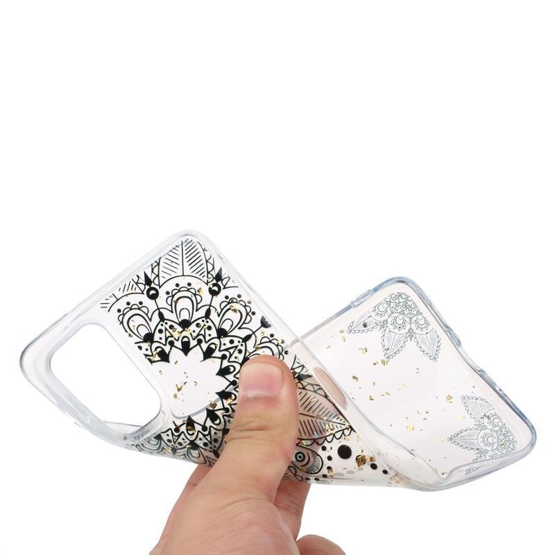 Glitter zselés tok Samsung Galaxy S20 készülékhez - fekete mandala
