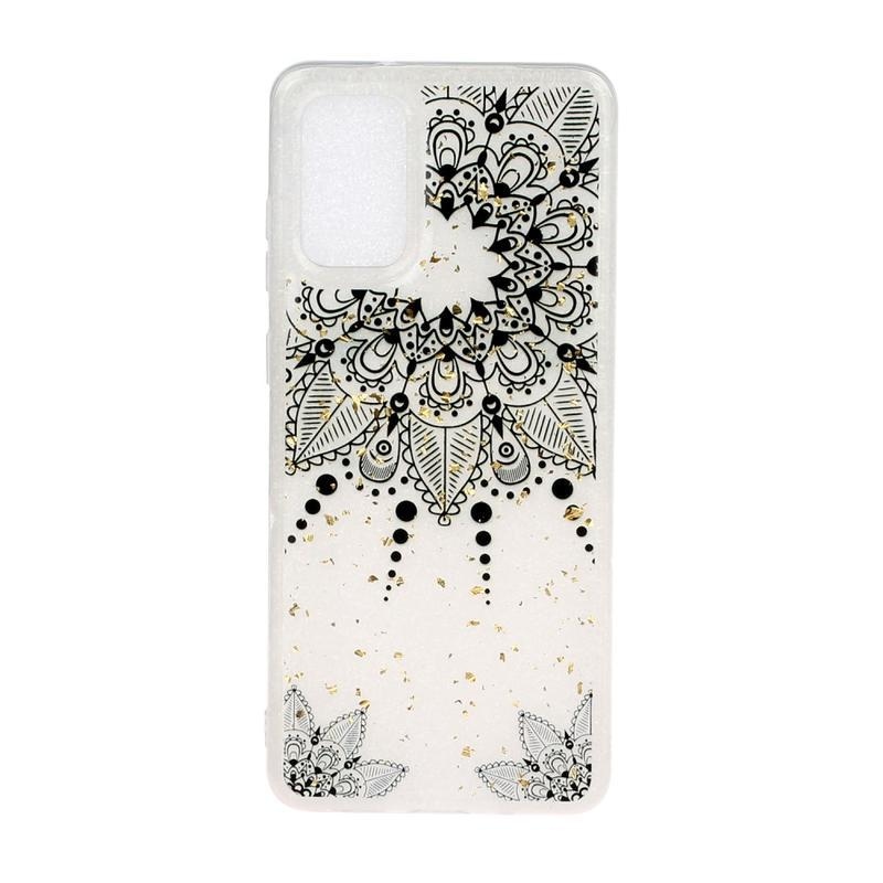 Glitter zselés tok Samsung Galaxy S20 készülékhez - fekete mandala