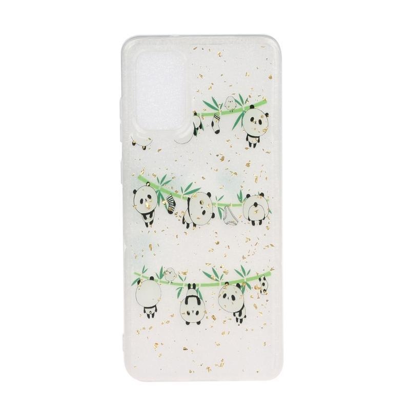 Csillogó zselés tok Samsung Galaxy S20 készülékhez - panda és bambusz