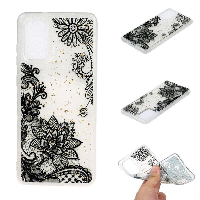 Csillogó zselés tok Samsung Galaxy S20 Plus készülékhez - csipke virág