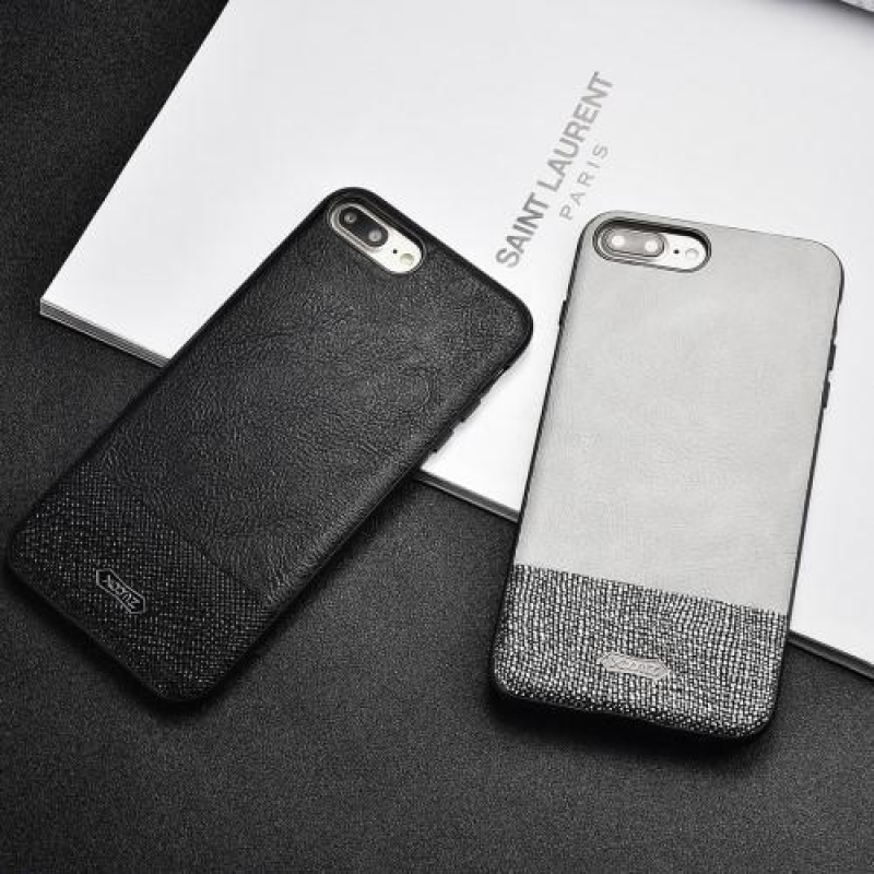 Csillogó zselés tok PU bőr hátlappal iPhone 7 Plus és 8 Plus készülékhez - fekete