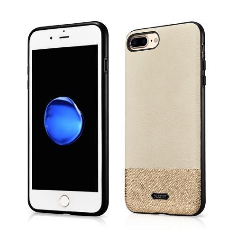 Csillogó zselés tok PU bőr hátlappal iPhone 7 Plus és 8 Plus készülékhez - arany színű