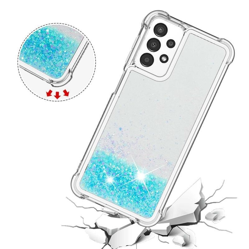 Glitter zselés homokóra hüvely Samsung Galaxy A13 4G - kék / csillagok