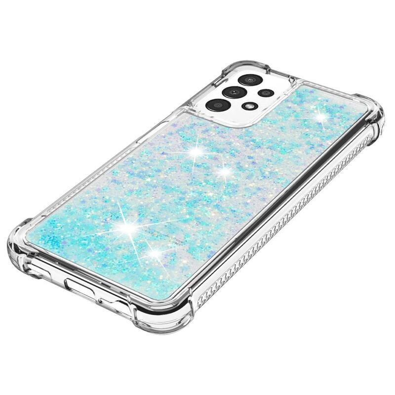 Glitter zselés homokóra hüvely Samsung Galaxy A13 4G - kék / csillagok