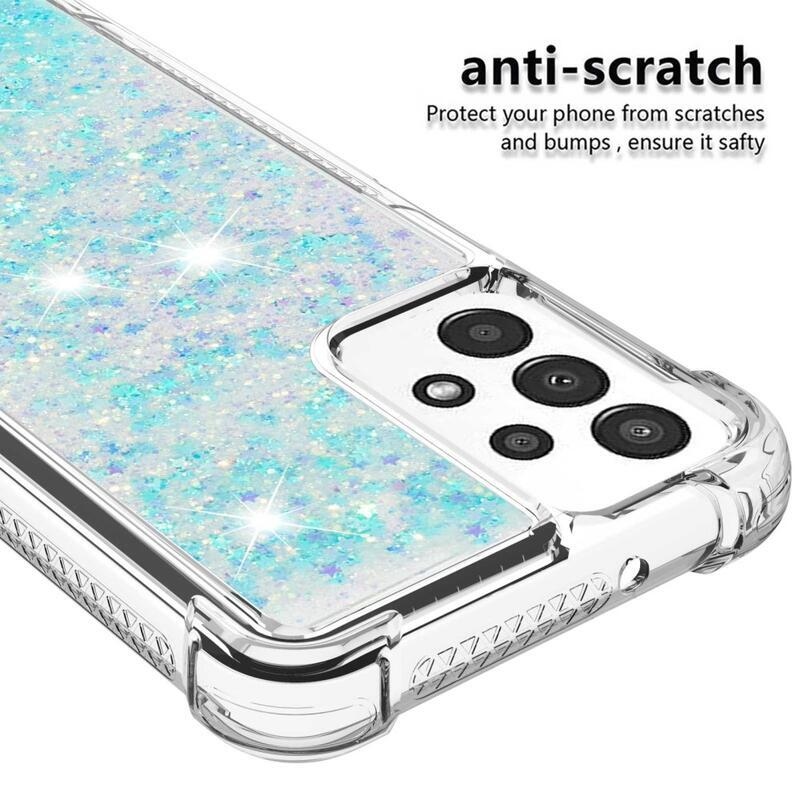 Glitter zselés homokóra hüvely Samsung Galaxy A13 4G - kék / csillagok