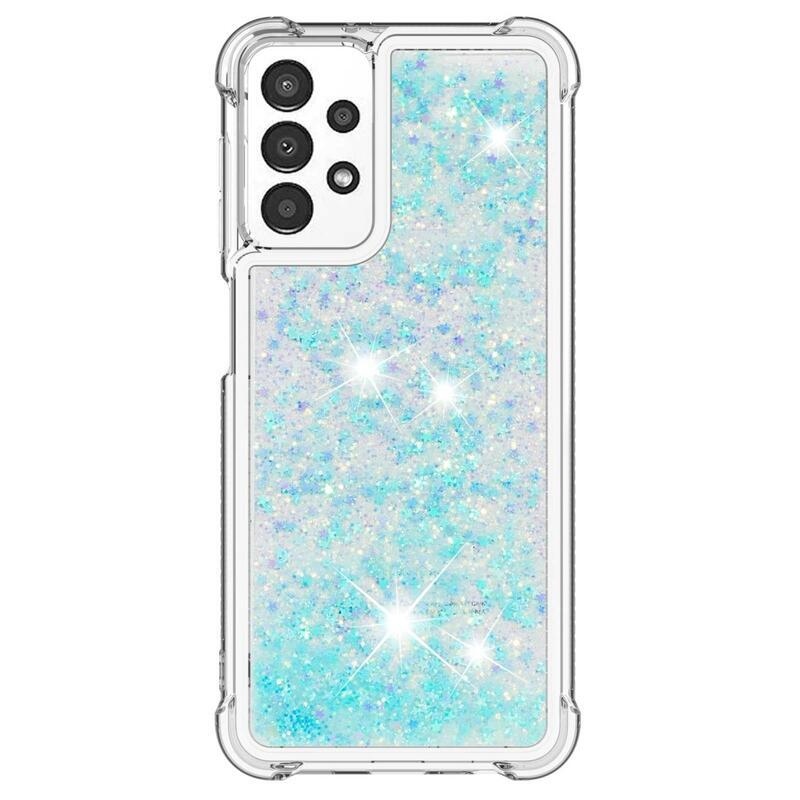 Glitter zselés homokóra hüvely Samsung Galaxy A13 4G - kék / csillagok