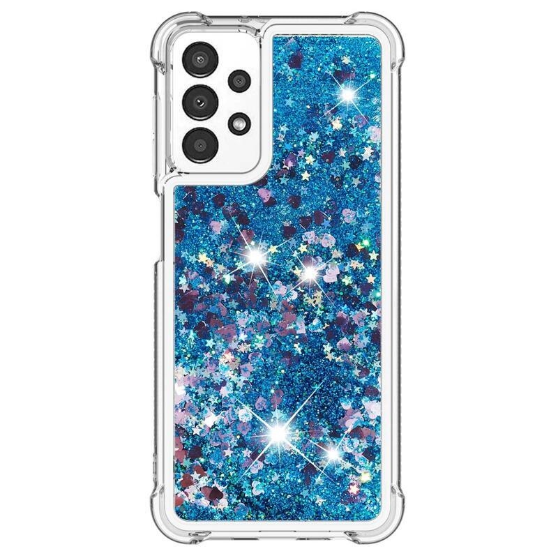 Glitter zselés homokóra hüvely Samsung Galaxy A13 4G készülékhez - kék/szív