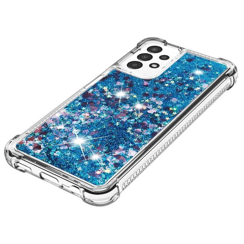 Glitter zselés homokóra hüvely Samsung Galaxy A13 4G készülékhez - kék/szív